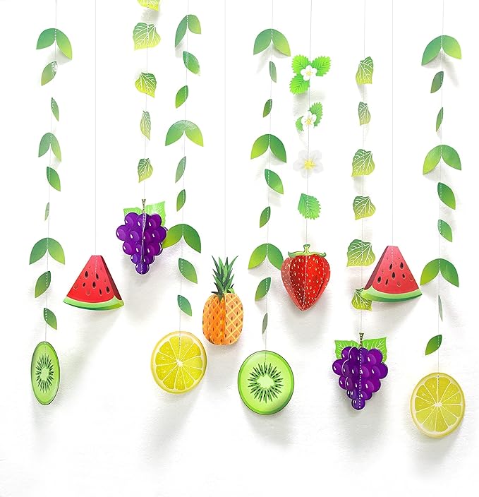 Cheerland Fruit Decor Hanging Fruit Themed Party Decorations Tropical Banner Garland for Luau Party Decoration Hawaiian Theme Birthday Decoration Twotti Fruity Baby Shower Decoration Pack of 12