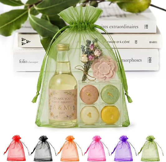 ANZNKU 50 Pack Green Organza Bags 6x9 inches Mesh Bags Drawstring, Gift Pouch for Saint Patrick's Day Party Wedding Candy Favor, Easter Sheer Organza Gift Bag