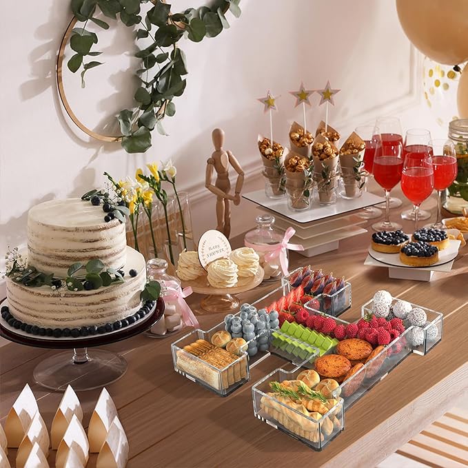 13.8" Acrylic Letter Charcuterie Tray, Charcuterie Letters Fillable Box for food, Reusable Serving Cake Candy Dish Display Tray for Birthday Anniversary Party Decoration (Letter H)
