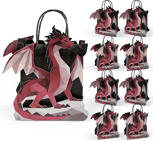 Cheerland Dragon Gift Bags Dragon Party Favor Bags Medieval Party Decorations Goodie Bag Fantasy Theme Birthday Decoration Medieval Party Supplies Candy Treat Party Role Play Supply 8 Pcs
