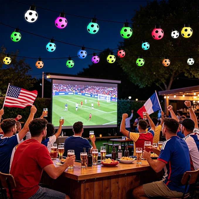 2026 World Cup 50 FT Smart Outdoor String Lights Waterproof, Patio Lights Outdoor Waterproof with 15 RGBW LED Bulbs, 16 Million Colors with App & Remote Control