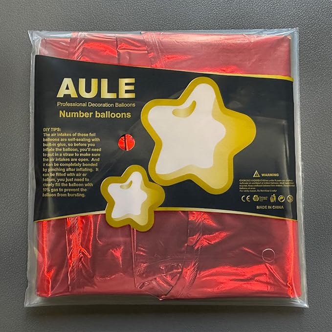 AULE 40 Inch Big Red 1 Balloon Number Large Foil Helium Number Balloons 0-9 Jumbo Giant Happy 1st Birthday Party Decorations for Boy or Girl Huge Mylar Anniversary Party Supplies