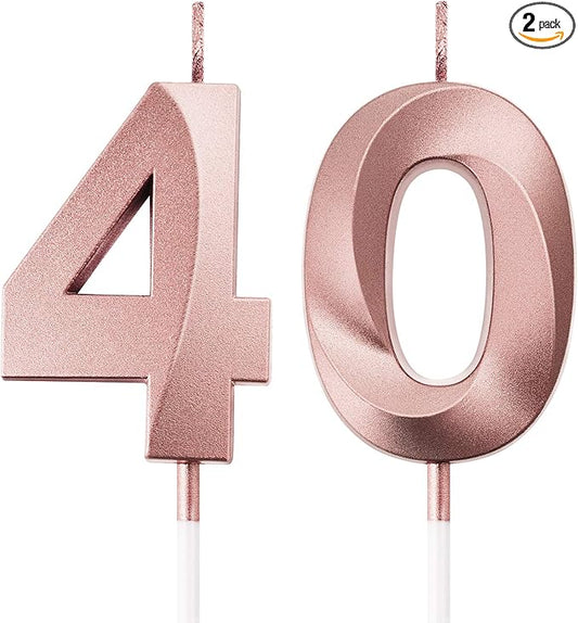 BBTO 40th & 4th Birthday Candles Number Candles Cake Topper Decoration for Birthday Wedding Anniversary Celebration Supplies(Rose Gold)