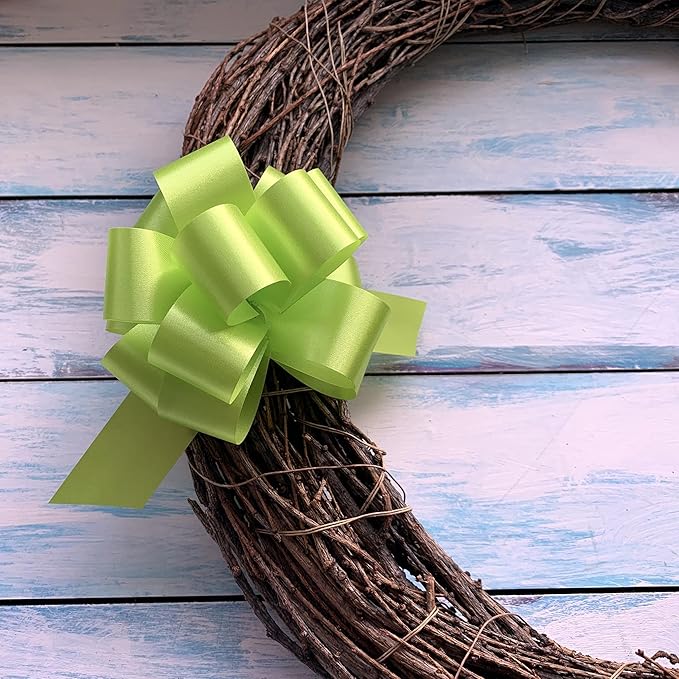 GiftWrap Etc. Lime Green Decorative Gift Pull Bows, 5" Wide, Set of 10, Spring, Swag, Garland, Gift Basket, Presents, Birthday, Fundraiser, Christmas, Mardi Gras, St. Patrick's Day, Easter