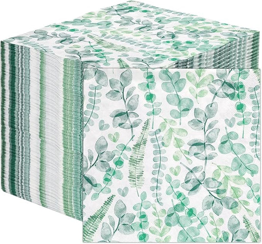 Table Kind 100 x Soft Eucalyptus Paper Napkins Disposable Serviettes for Weddings, Pretty Green Napkins Birthdays, Picnics, Afternoon Tea & Garden Parties, Compostable Recyclable Eco-Friendly