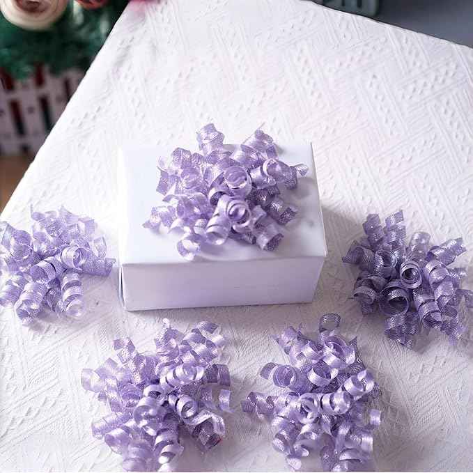 8 Count Purple Ribbon Bows for Gift Wrapping, Bottle & Baskets | Premade Craft Bows for Easter, Valentine's Day & Wreaths | Lazos para Regalos, Moños para Regalos