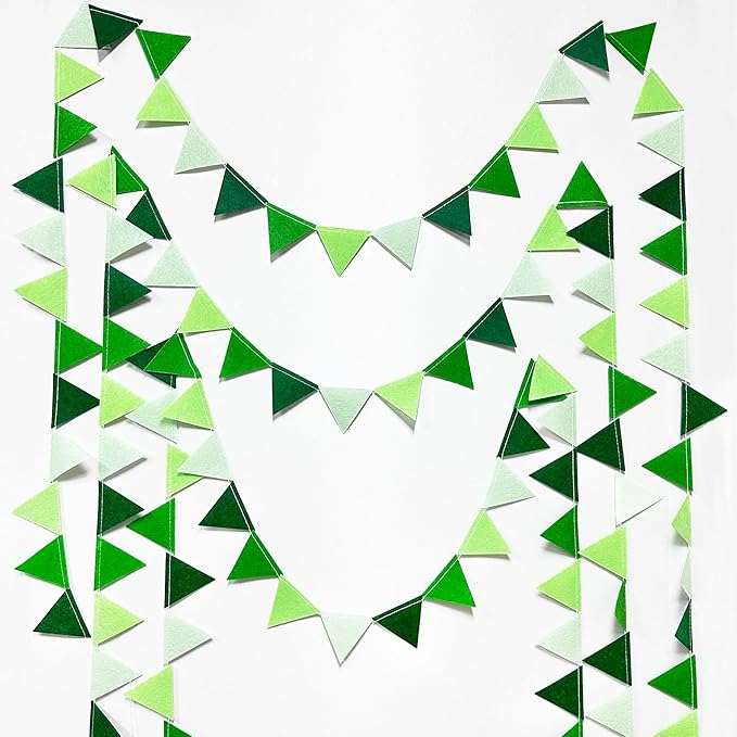 Green Party Decorations Ombre Green Felt Hanging Triangle Mini Bunting Pennant Banner Flag for Birthday Wedding Baby Shower Engagement Spring Summer St Patrick's day Party Classroom Nursery Decor
