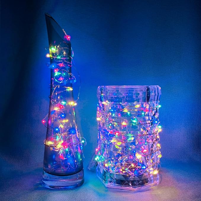 50 Pack Fairy Lights 7Ft 20 LED Twinkle String Lights 3 Modes Battery Operated Waterproof Firefly Starry for Mason Jar Party Wedding Christmas Valentines Day Table Centerpieces,Multicolor