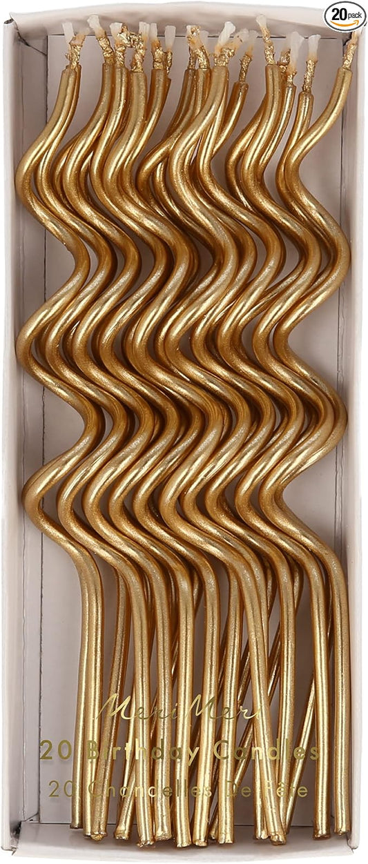 Meri Meri Swirly Tall Cake Candles (Pack of 20), 5" Tall Unscented Candles