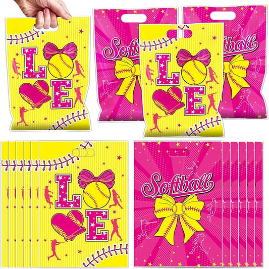 Falueqg Softball Party Favor Bags - 50 Pcs Softball Goodie Candy Snack Bags Sport Theme Party Favors for Team Snack Gifts Birthday Decorations