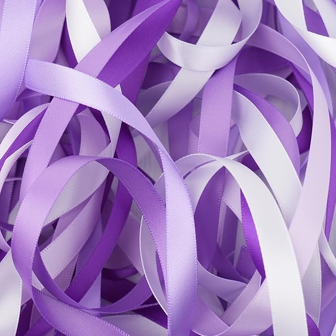 MAYREEL 3/8 Inch Purple Satin Ribbon for Gift Wrapping Wedding Bridal Shower Crafts 5 Rolls 10 Yards Each Color Total 50 Yards