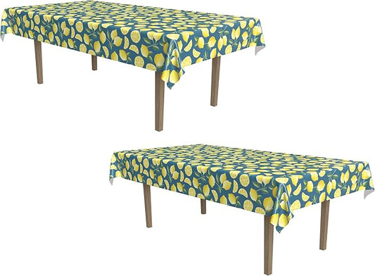 Lemon Tablecover, 54"x108", 2 Pieces, Spring Summer Picnic Tea Party Table Decorations