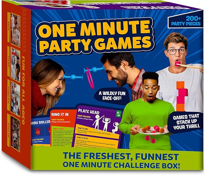 One Minute Party Games - 200+ Pieces, Fast-Paced & Hilarious Group Games for Kids, Teens & Adults, Fun for Game Nights, Birthdays, Family Gatherings, Indoor or Outdoor Play