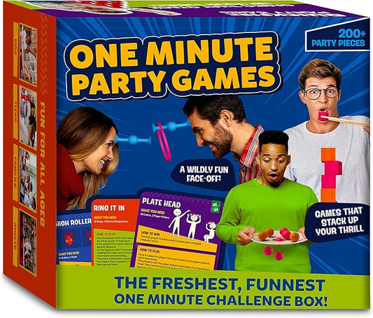 One Minute Party Games - 200+ Pieces, Fast-Paced & Hilarious Group Games for Kids, Teens & Adults, Fun for Game Nights, Birthdays, Family Gatherings, Indoor or Outdoor Play