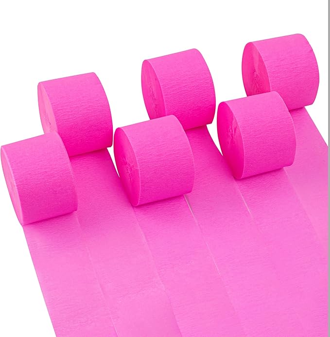 Crepe Paper Streamers 6 Rolls 492ft,Pack of Light Pink Streamers Party Decorations,Crepe Paper Roll for Birthday,Wedding,Bridal Shower Decorations (1.8 Inch x 82 Ft/Roll)