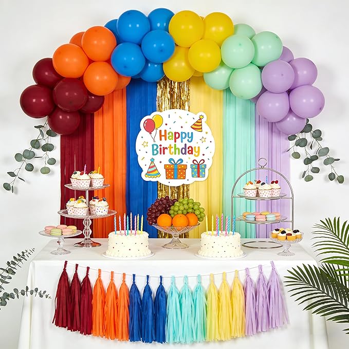 Oubest 24 Rolls Colorful Crepe Paper Streamers Party Decorations, 2.2" x 41ft Each Roll, Birthday Streamers for Rainbow Pastel Party, Baby Shower, Wedding, Halloween and Christmas Backdrop Decor