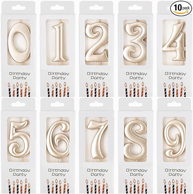 PHD CAKE 10-Count 0-9 Champagne Gold Number Birthday Candles, Number One Birthday, Champagne Number Candles, Party Celebration, Baby Showers