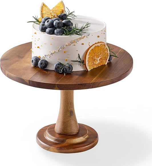 Tidita Acacia Wood Cake Stand Rustic – 12 inch Wooden Round Cake Stands for Cupcake - Cake Plate Pedestal for Dessert Table - Food Display Risers for Decor, Wedding, Restaurant, Party (12 Inch)