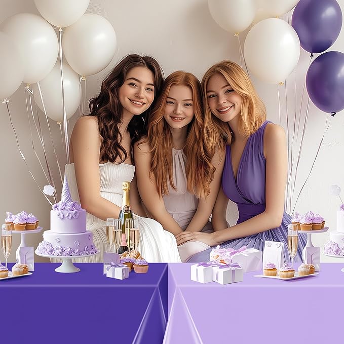 12 Pieces Purple Series Rectangle Tablecloth, 54x72" Solid Color Waterproof & Spillproof Disposable Plastic Table Cover, Durable Party Tablecloth for Dining, Buffet, Picnic, Outdoor Events