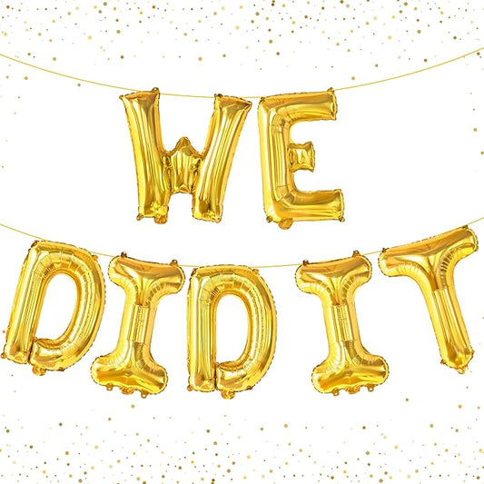 Gold Graduation Decorations 2026-16 Inch, Gold We Did It Balloons | We Did It Banner | Graduation Balloons for We Did It Decorations, Class of 2026 Decorations, KatchOn