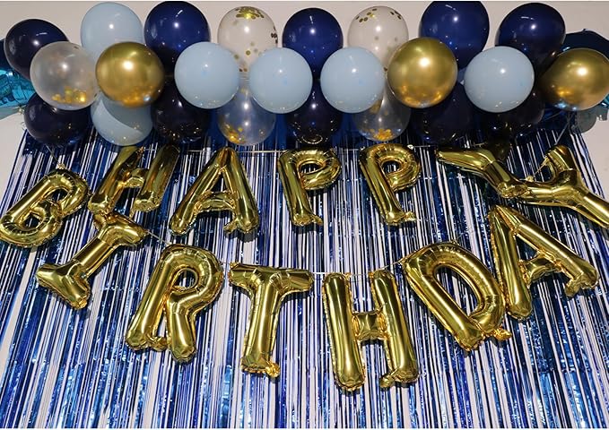 30th Birthday Decorations for Him 30 Balloon Numbers 30th Birthday Banner Blue Streamers Mens 30th Birthday Decorations