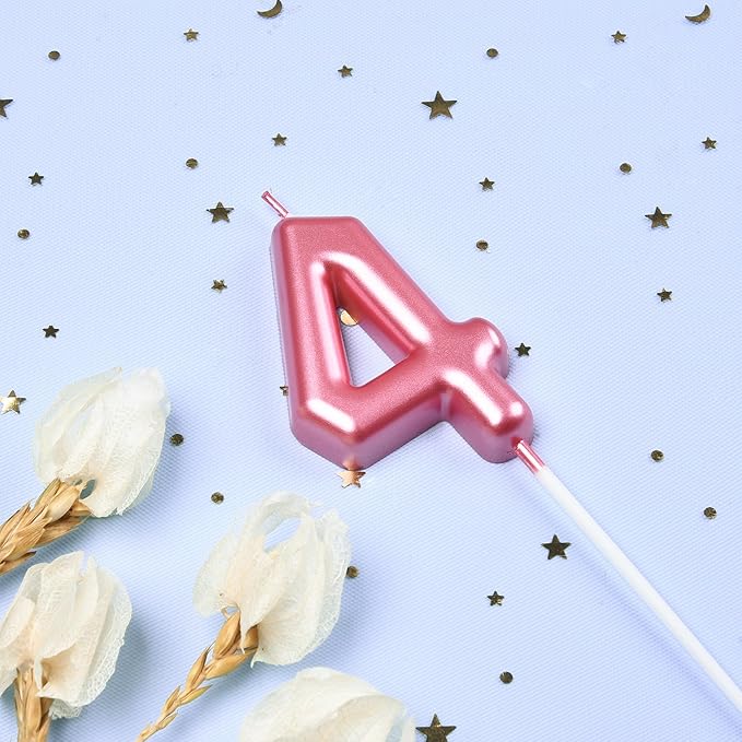 Classical Pink 4 Number Candle by PHD CAKE