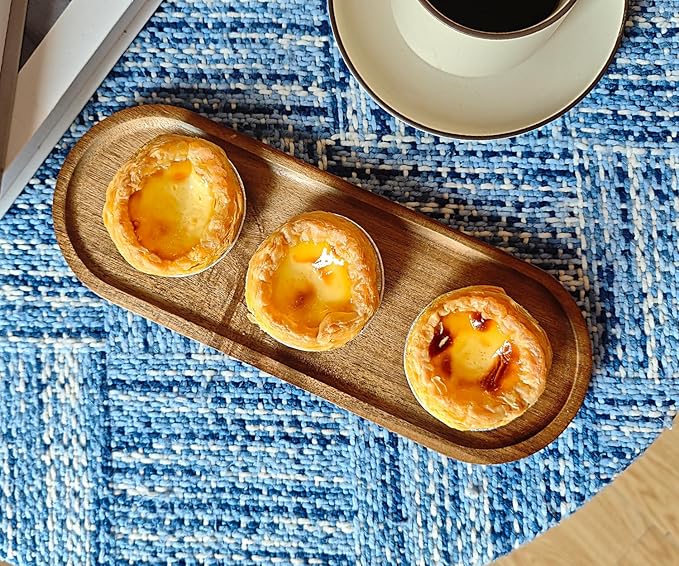 Small Wooden Oval Tray (11.3 x 4.1 inch) 3 Pack, Mini Serving Tray for Coffee Tables, Dessert, Snack, Fruit, Acacia Wood Platter for Vegetable, Decor Restaurant
