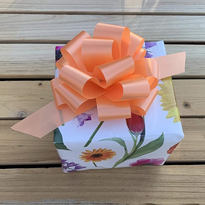 Peach Decorative Gift Pull Bows - 5" Wide, Set of 10, Fall Decor, Christmas, Wreath, Gift Basket Decoration, Autumn, Birthday, Fundraiser, Wedding Reception, Summer