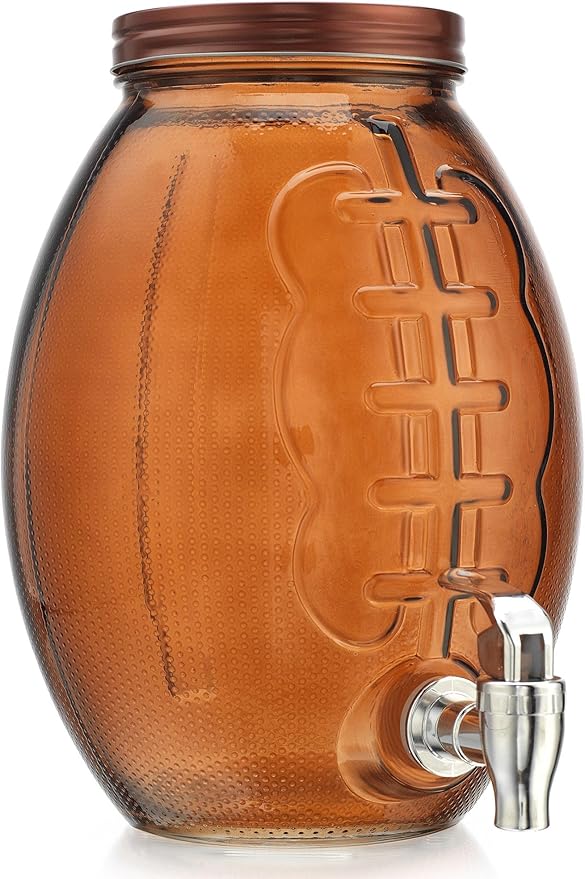 Football Drink dispenser, Glass Beverage Dispenser For Football Party & decorations, Drink Dispenser With 100% Leakproof Spigot Perfect For Parties And Daily Use 1 GALLON