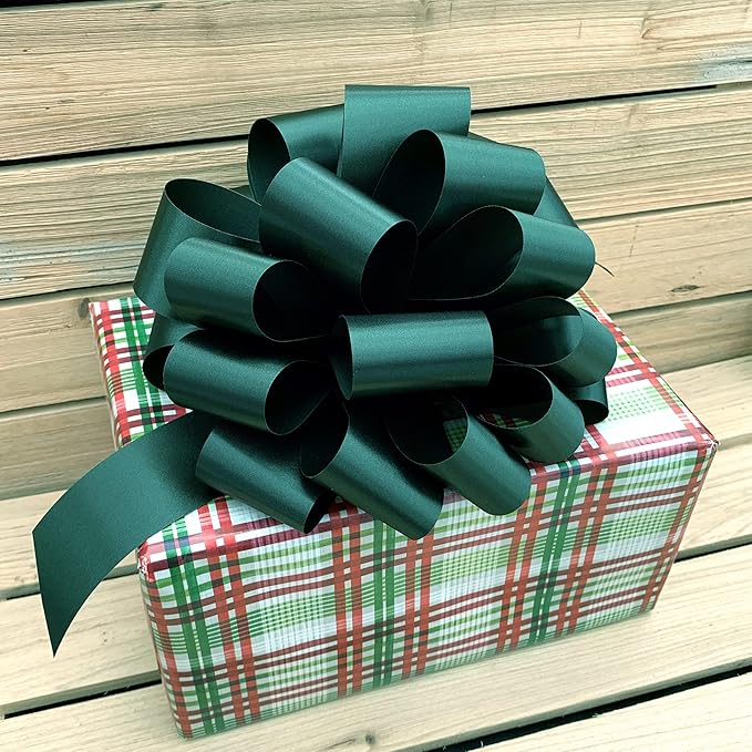 Large Hunter Green Pull Bows - 9" Wide, Set of 6, St. Patrick's Day, St.Paddy's Day, Gift Wrapping, Wreaths, Bows, Present