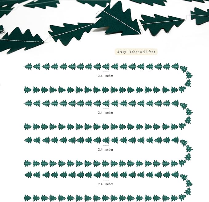 Cheerland Dark Green Pine Tree Garland Camping Decorations Woodland Theme Baby Shower One Happy Camper Birthday Party Decoration Camp Classroom Decor Hanging Glamping Streamers Bday Photo Backdrop