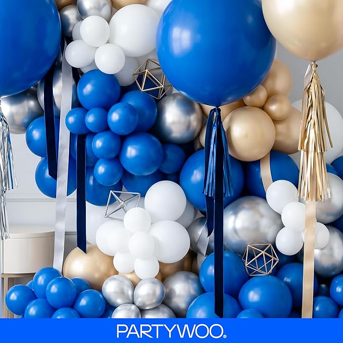 PartyWoo Royal Blue Balloons 152pcs Different Sizes Pack of 18 12 10 5 Inch Dark Blue Balloon Arch Kit for Baby Shower Gender Reveal Graduation Under The Sea Birthday Party Decorations Blue-Y5