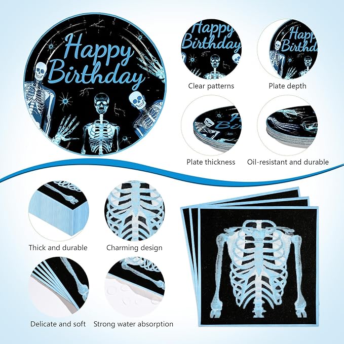 170Pcs Radiology Graduation Birthday Party Supplies X Ray Medical Themed Plates Napkins Cups Tablecloth rad tech graduation Tableware Set for Radiology Doctor Birthday Decorations Serves 24
