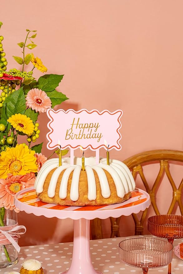 Pink/Red Blue Distressed Stripe Melamine Cake Stand for Celebrations Tiered Dessert Display at Birthdays, Weddings & All Gatherings – Stylish Presentation In Every Occasions
