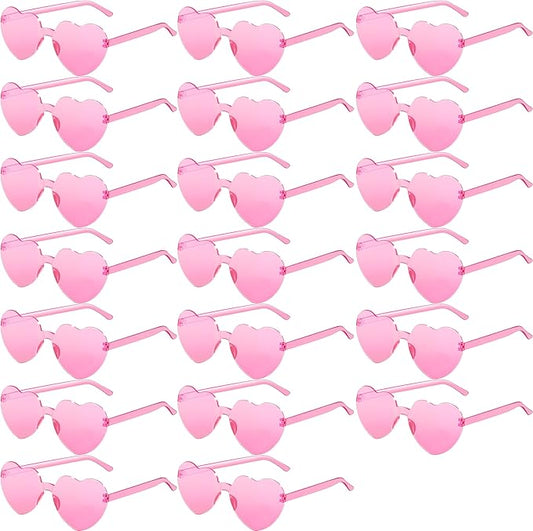 2/4/8/12/20 Pairs Heart Shaped Sunglasses Transparent Heart Glasses Rimless Trendy Eyewear for Valentines Party Favor