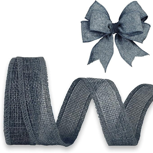 Navy Blue Burlap Ribbon 1 inch X 10 Yard Natural Linen Woven Burlap Ribbons DIY Handmade Edging Production Wreath Holiday Decoration Ribbon Gift Wrapping Dark Blue Burlap Ribbons