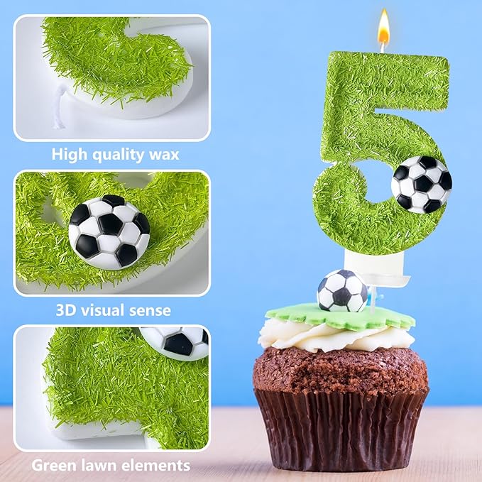 Birthday Candles Numbers，Soccer Birthday Decorations，Suitable for Girl and boy Cake Toppers, Wedding Cakes, Anniversaries, Party Celebrations, Birthday Decorations (Number 15)