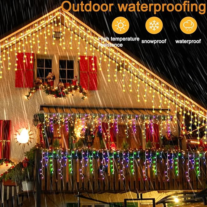 SOSHOT Christmas String Lights Outdoor - 99Ft/30M 1280 LED 8 Modes with Remote Control and App Waterproof Christmas Lights for Patio Yard Garden Wedding Party-Warm White to Multicolor