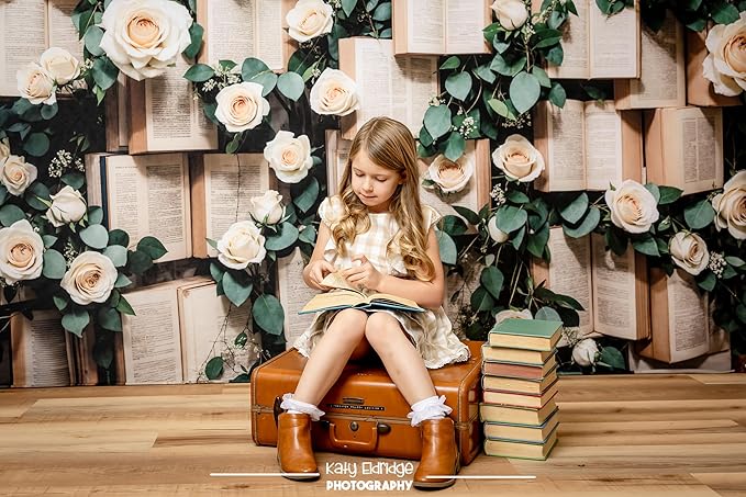 Kate 8x8ft/2.5x2.5m Book Backdrop for Photography Flower Photoshoot Background Photo Video Studio Props
