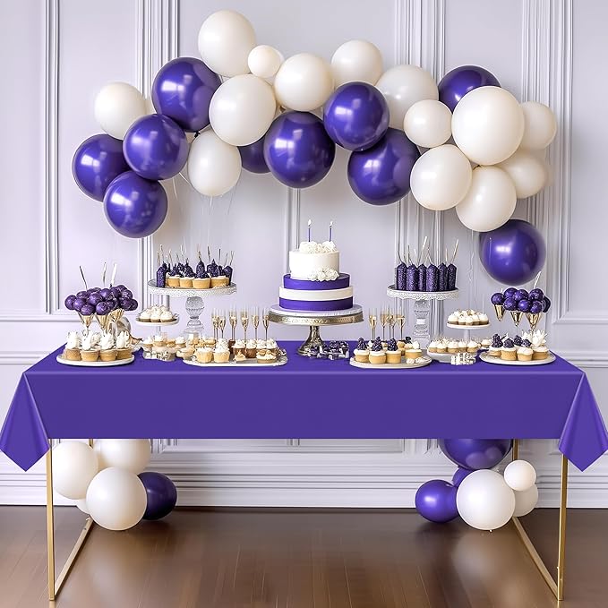 12 Pieces Purple Series Rectangle Tablecloth, 54x72" Solid Color Waterproof & Spillproof Disposable Plastic Table Cover, Durable Party Tablecloth for Dining, Buffet, Picnic, Outdoor Events