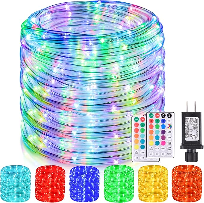 Nazuwke 164Ft Rope Lights Outdoor, 500 LEDs 18 Colors Changing String Lights Plug in with Remote, IP68 Waterproof Twinkle Fairy Light Rope Lighting Indoor for Bedroom Patio Christmas Halloween Decor