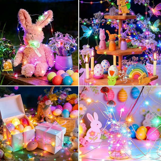24 Pack Fairy Lights Battery Operated, 7ft 20 LED 3 Modes Speed Twinkle Mini String Lights Waterproof Silver Wire Firefly Starry Lights for Mason Jars Wedding Party Christmas Easter Decorations