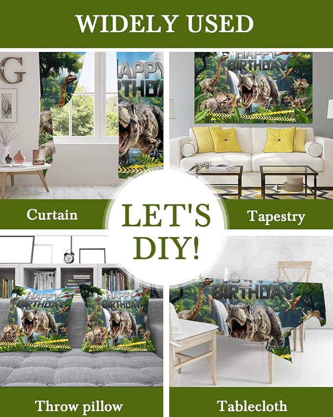 Mocsicka Dinosaur Birthday Backdrop Dinosaur Happy Birthday Party Decorations Dinosaur Photography Background for Boy Dino Photo Supplies (Green, 10x8ft(120"x96"))