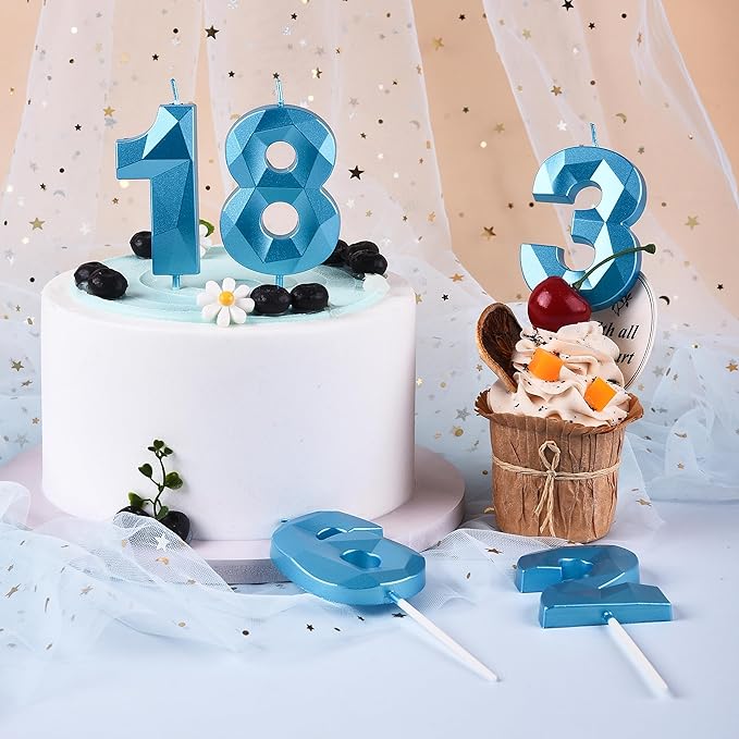 PHD CAKE 2.76 Inch Crystal Blue 7 Number Birthday Candles, Blue Number Candles, Cake Number Candles, Party Celebration