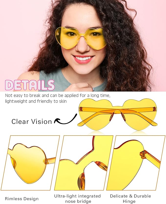 Colzzy 16 Pair Heart Shaped Sunglasses Bulk Witch Birthday Party Sunglasses Candy Color Eyewear for Party Women