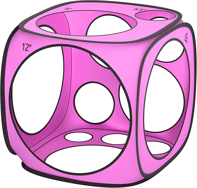 13 Sizes Balloon Szier Cube Box, Collapsible Measurement Tool No Assembly Required, for Decorations, Arches, Columns(2-12 Inch) (Red)