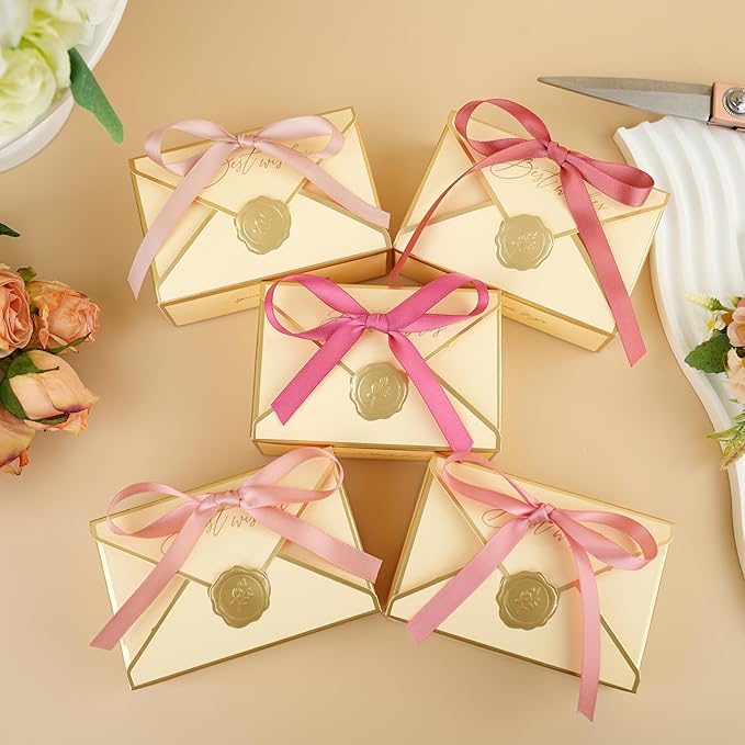 MAYREEL Rose Gold Ribbon 3/8 Inch Thin Dusty Pink Ribbon for Valentine's Day Crafts Wedding Bouquet 5 Rolls 10 Yards Each Total 50 Yards
