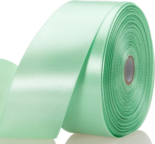 YASEO 1 1/2 Inch Mint Green Solid Satin Ribbon, 50 Yards Craft Fabric Ribbon for Gift Wrapping Floral Bouquets Wedding Party Decoration
