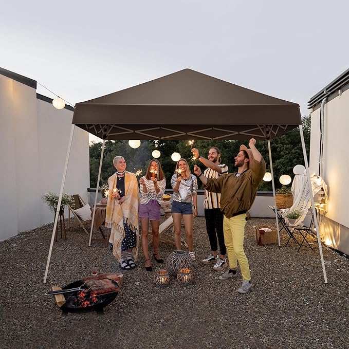 Outvita Canopy 7.8x7.8' Pop Up Commercial Instant Gazebo Tent, Waterproof & UV Protection Canopy Tent with Slant Legs for Party Wedding Birthday BBQ Events