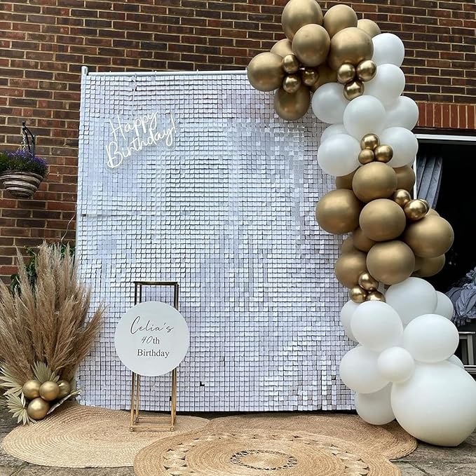 COKAOBE White and Gold Balloons Garland Kit, 124pcs White Metallic Gold Confetti Balloon Arch Kit for Wedding, Engagements Birthday Graduation Baby Shower Celebrations Anniversary Party Decorations
